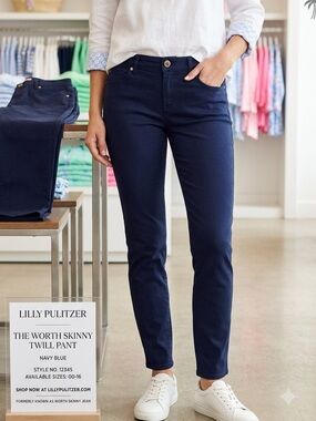 Lilly Pulitzer Worth Skinny Midnight Navy Pants, Size 8